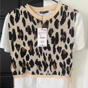 Zara Animal Print Knit Vest